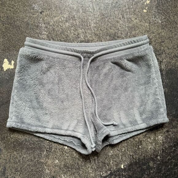 Old Navy Grey Fuzzy Shorts Casual Women’s Size Small With Drawstrings Essential - Picture 1 of 11
